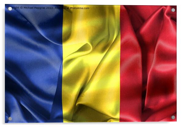 3D-Illustration of a Romania flag - realistic waving fabric flag Acrylic by Michael Piepgras
