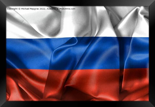 3D-Illustration of a Russia flag - realistic waving fabric flag Framed Print by Michael Piepgras