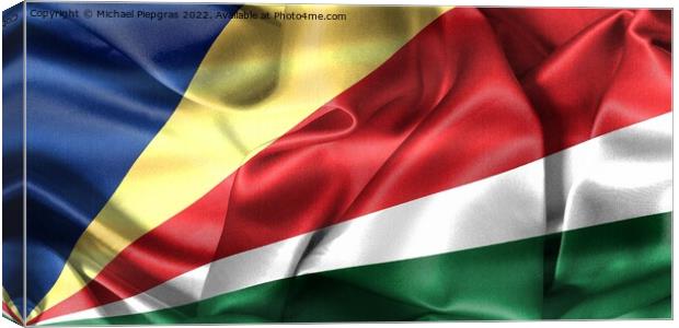 3D-Illustration of a Seychelles flag - realistic waving fabric f Canvas Print by Michael Piepgras