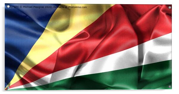 3D-Illustration of a Seychelles flag - realistic waving fabric f Acrylic by Michael Piepgras