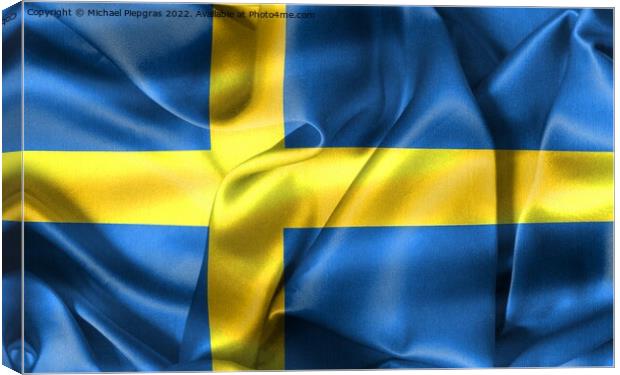 3D-Illustration of a Sweden flag - realistic waving fabric flag Canvas Print by Michael Piepgras