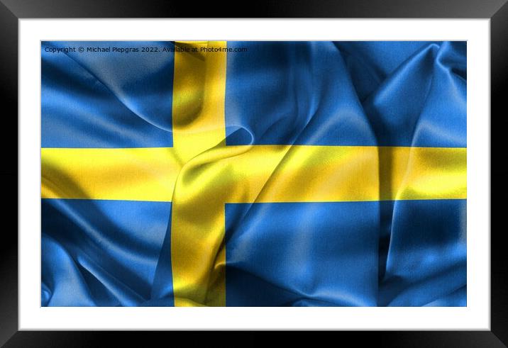 3D-Illustration of a Sweden flag - realistic waving fabric flag Framed Mounted Print by Michael Piepgras