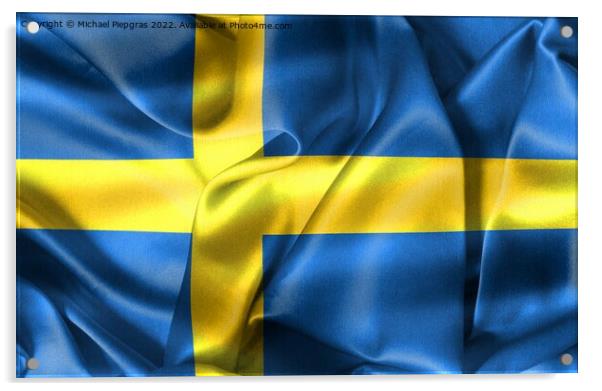 3D-Illustration of a Sweden flag - realistic waving fabric flag Acrylic by Michael Piepgras