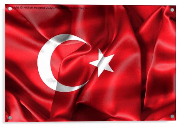 3D-Illustration of a Turkey flag - realistic waving fabric flag Acrylic by Michael Piepgras
