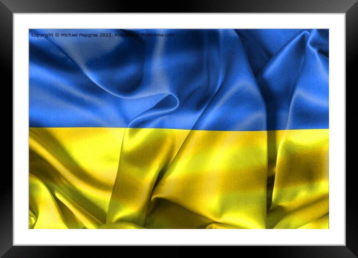 3D-Illustration of a Ukraine flag - realistic waving fabric flag Framed Mounted Print by Michael Piepgras