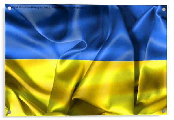 3D-Illustration of a Ukraine flag - realistic waving fabric flag Acrylic by Michael Piepgras