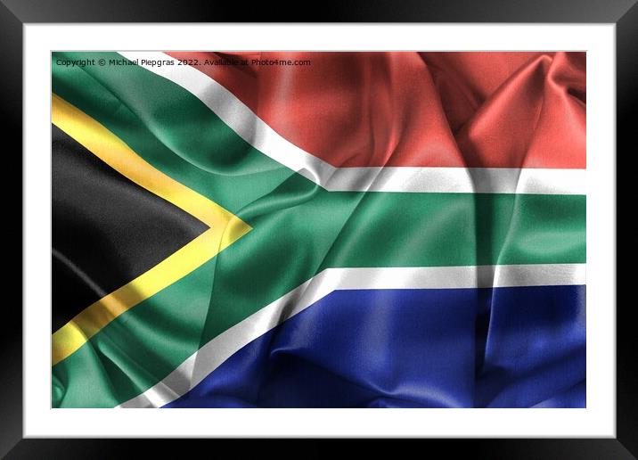 3D-Illustration of a South Africa flag - realistic waving fabric Framed Mounted Print by Michael Piepgras