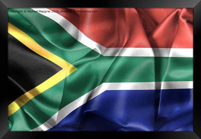 3D-Illustration of a South Africa flag - realistic waving fabric Framed Print by Michael Piepgras