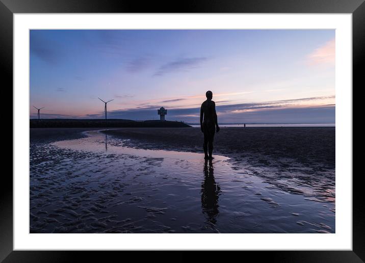 Day turns to night on the beach at Crosby Framed Mounted Print by Jason Wells