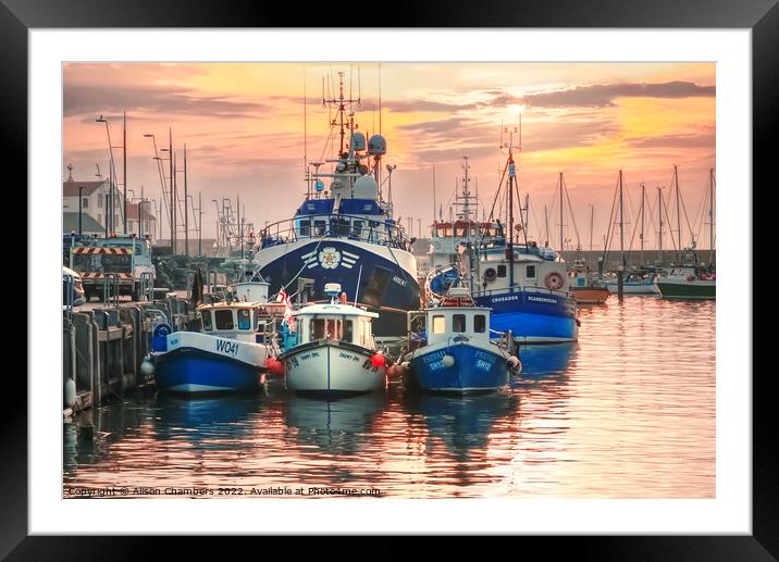 Scarborough Harbour Boats Framed Mounted Print by Alison Chambers