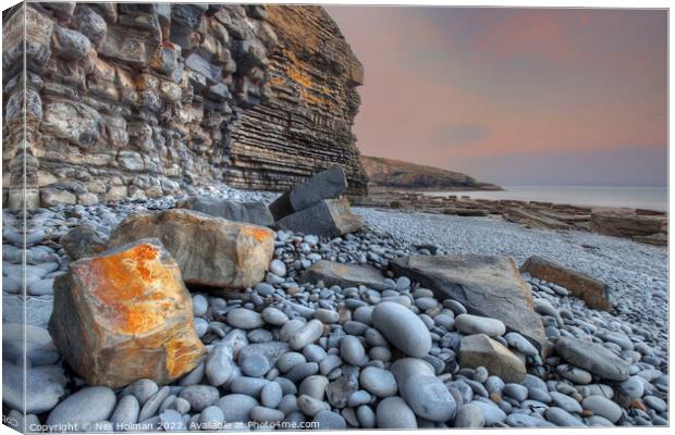Rock Fall at Dunraven Bay Canvas Print by Neil Holman