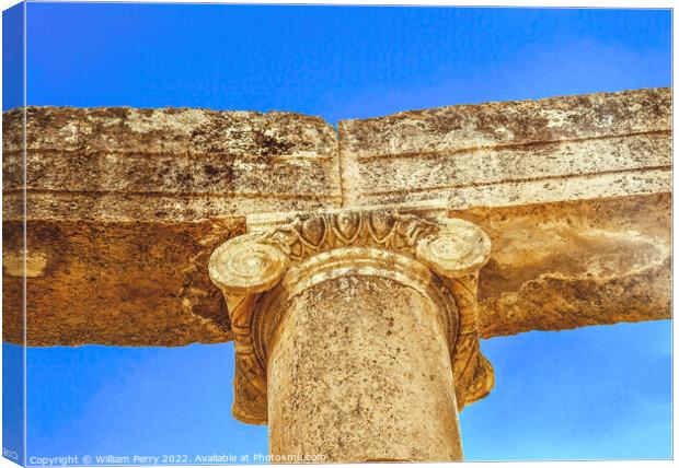 Ionic Column Ancient Roman City Jerash Jordan Canvas Print by William Perry