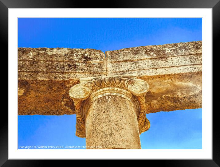 Ionic Column Ancient Roman City Jerash Jordan Framed Mounted Print by William Perry