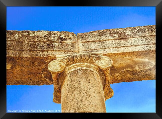 Ionic Column Ancient Roman City Jerash Jordan Framed Print by William Perry