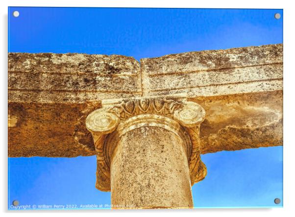 Ionic Column Ancient Roman City Jerash Jordan Acrylic by William Perry