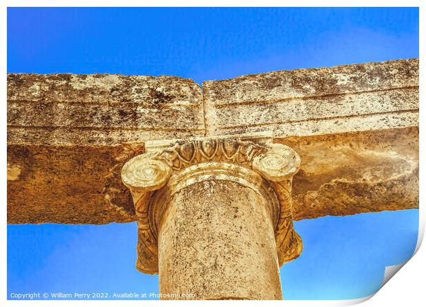 Ionic Column Ancient Roman City Jerash Jordan Print by William Perry