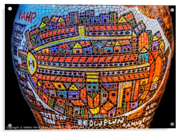 Jerusalem Map Vase Pottery Madaba Jordan Acrylic by William Perry