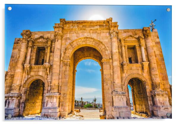 Hadrian's Arch Gate Sun Ancient Roman City Jerash Jordan Acrylic by William Perry