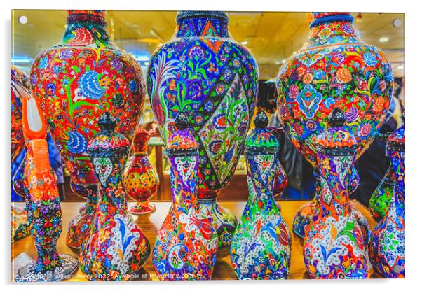Ancient Arab Islamic Designs Pottery  Vases Madaba Jordan Acrylic by William Perry