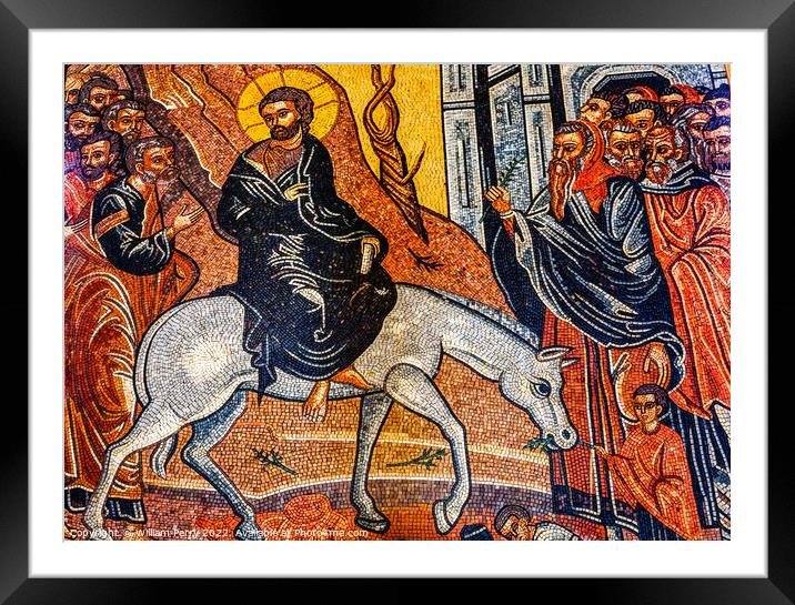 Jesus Christ Palm Sunday Mosaic St George Church Madaba Jordan Framed Mounted Print by William Perry