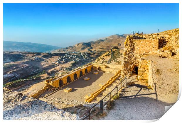 Ancient Crusader Castle View Arabic Fortress Kerak Jordan Print by William Perry