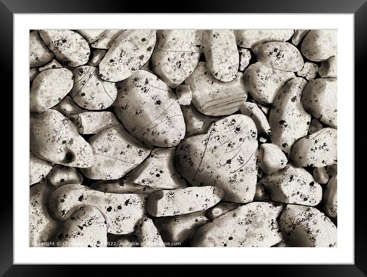 Black and White Stones - Painting Framed Mounted Print by Christine Kerioak