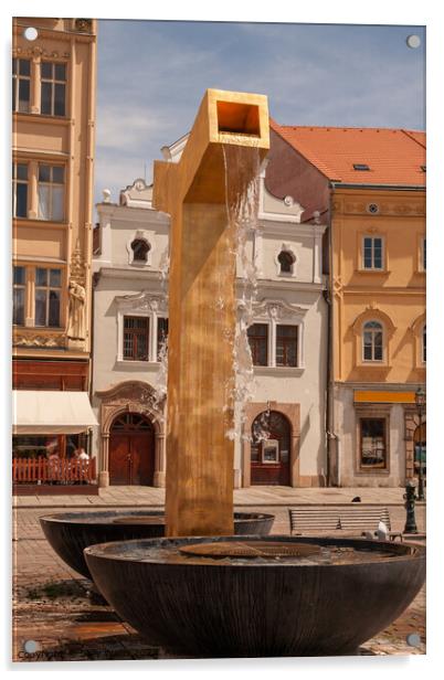 Fountain in Pilsen, Czech Republic Acrylic by Sally Wallis