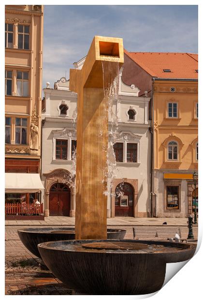 Fountain in Pilsen, Czech Republic Print by Sally Wallis