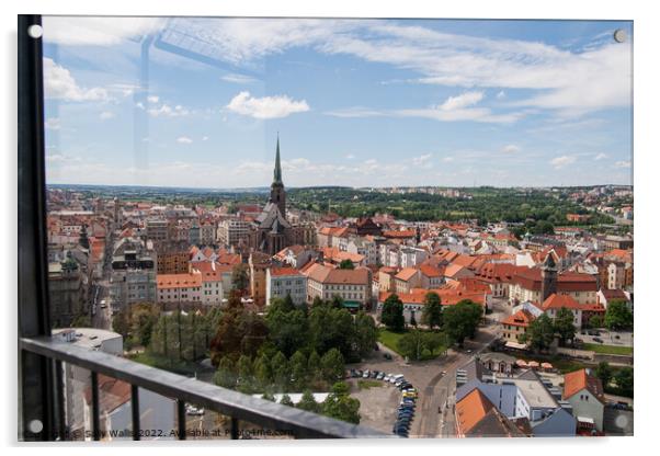 View through window of Pilsen, Czech Republic Acrylic by Sally Wallis