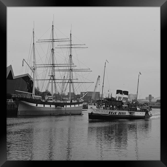 Paddle steamer Waverley and tall ship Glenlee Framed Print by Allan Durward Photography