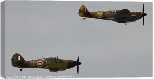 Spitfire & Hurricane Canvas Print by John Withey