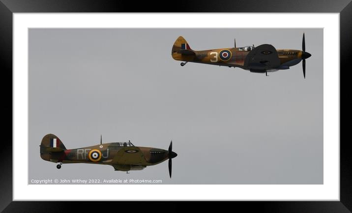 Spitfire & Hurricane Framed Mounted Print by John Withey