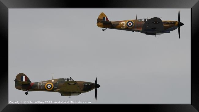 Spitfire & Hurricane Framed Print by John Withey