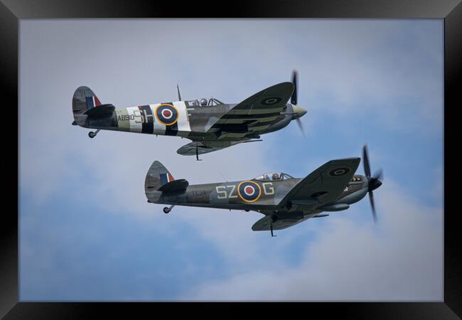 Spitfire AB910 and TE311 Framed Print by J Biggadike