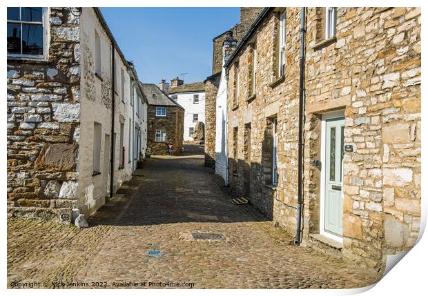 The Cobbled Streets and Houses of Dent Print by Nick Jenkins