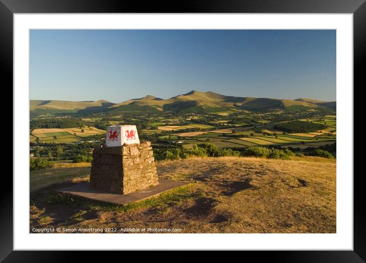 Pen y Crug, Trig Point, Brecon Beacons, Wales Framed Mounted Print by Simon Armstrong