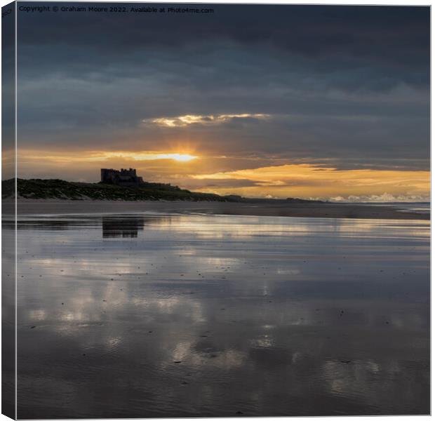 Bamburgh Castle from the south sunset Canvas Print by Graham Moore