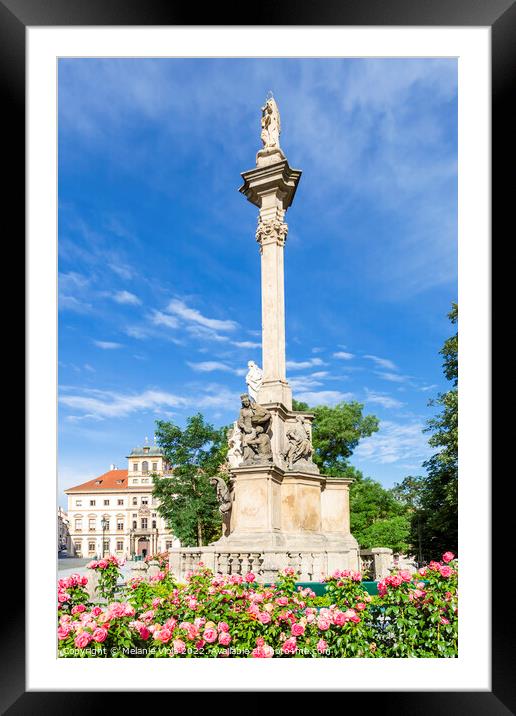 Hradčany Square with Tuscany Palace and St. Mary's Column Framed Mounted Print by Melanie Viola