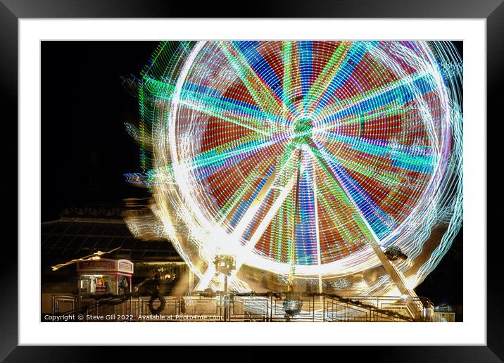 Ferris Wheel with Rotating kaleidoscopic Patterns. Framed Mounted Print by Steve Gill