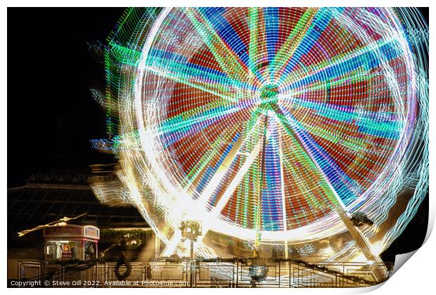 Ferris Wheel with Rotating kaleidoscopic Patterns. Print by Steve Gill