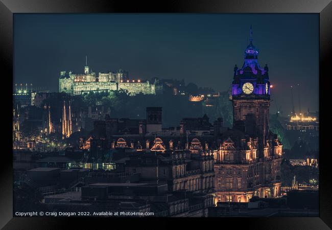 Edinburgh City at Night Framed Print by Craig Doogan