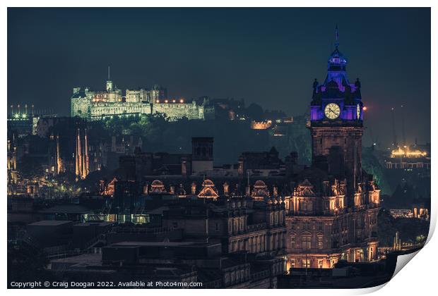Edinburgh City at Night Print by Craig Doogan