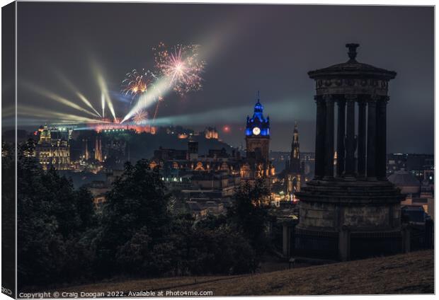 Edinburgh Castle Fireworks Canvas Print by Craig Doogan