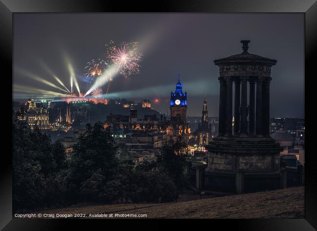 Edinburgh Castle Fireworks Framed Print by Craig Doogan