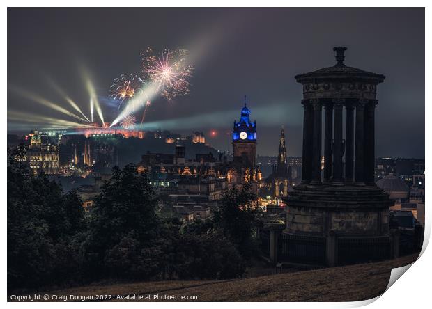 Edinburgh Castle Fireworks Print by Craig Doogan