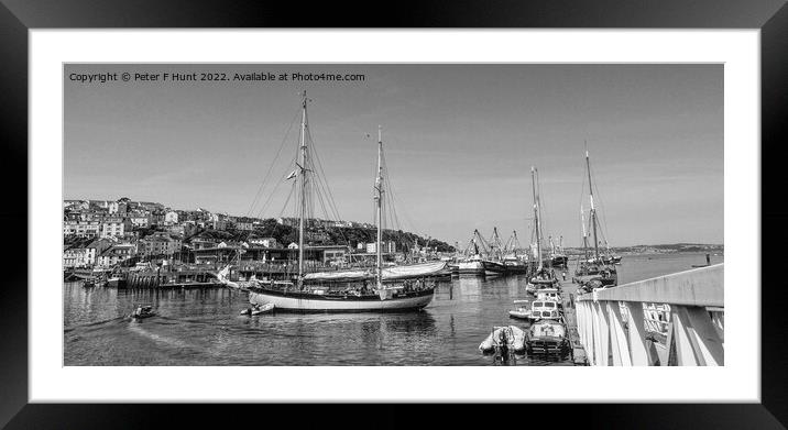 The Ketch Maybe In Brixham Harbour Framed Mounted Print by Peter F Hunt