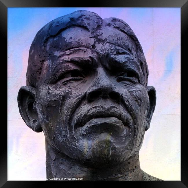 Nelson Mandela bust, London United Kingdom. Framed Print by Luigi Petro