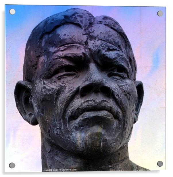 Nelson Mandela bust, London United Kingdom. Acrylic by Luigi Petro