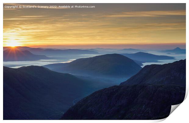 Glencoe Morning sunrise. Print by Scotland's Scenery