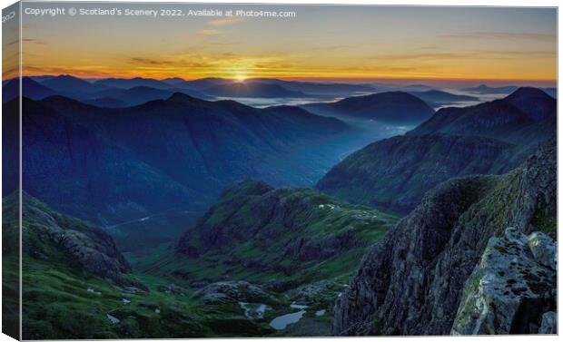 Glencoe morning sunrise. Canvas Print by Scotland's Scenery